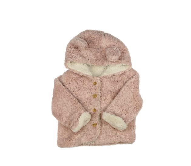 Růžový chlupatý zimní kabátek
