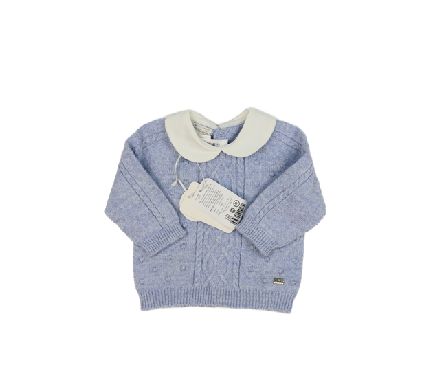 Nový modrý svetr s merino vlnou 48%