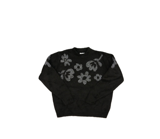 Šedý žinylkový svetr s květinami Next