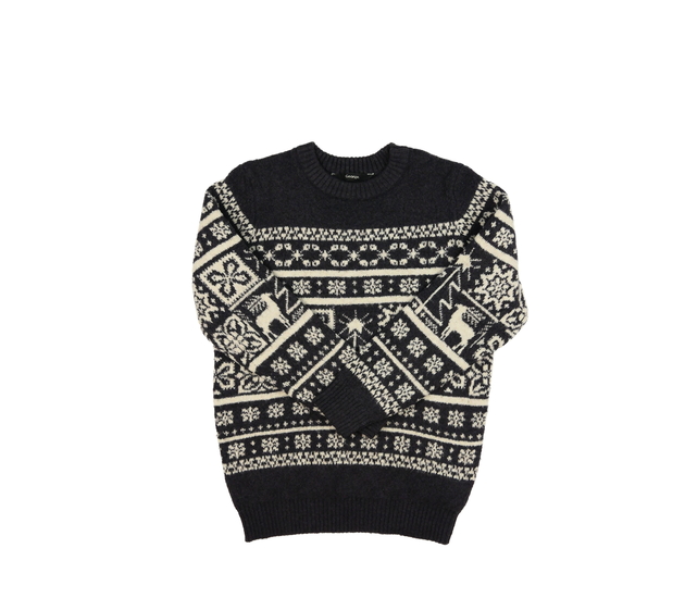 Šedý vzorovaný svetr s vánoční tématikou George