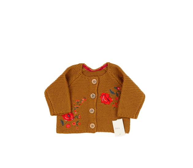 Nový hnědý svetr s květinami Nutmeg