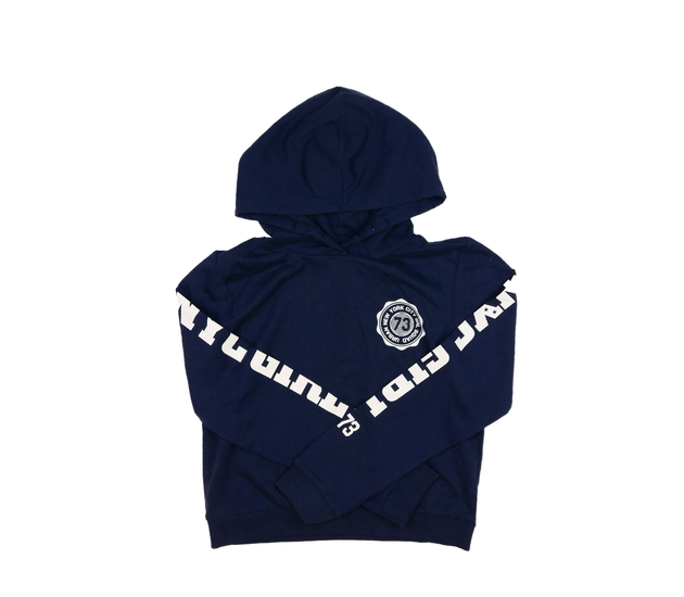 Tmavě modrá slabá crop mikina vel. 170 