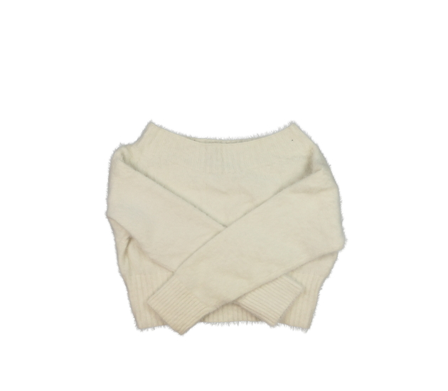 Smetanový žinylkový crop svetr New Look 