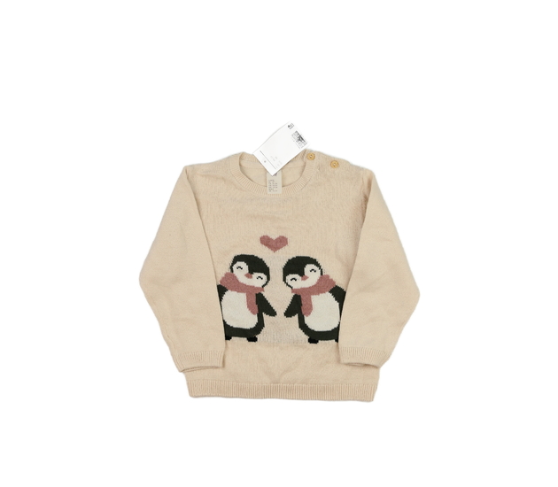 Nový hnědý svetr s tučňáky H&M