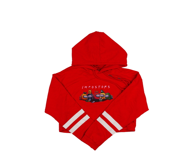 Červená slabá crop mikina 