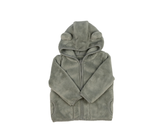 Šedá chlupatá mikina s oušky 