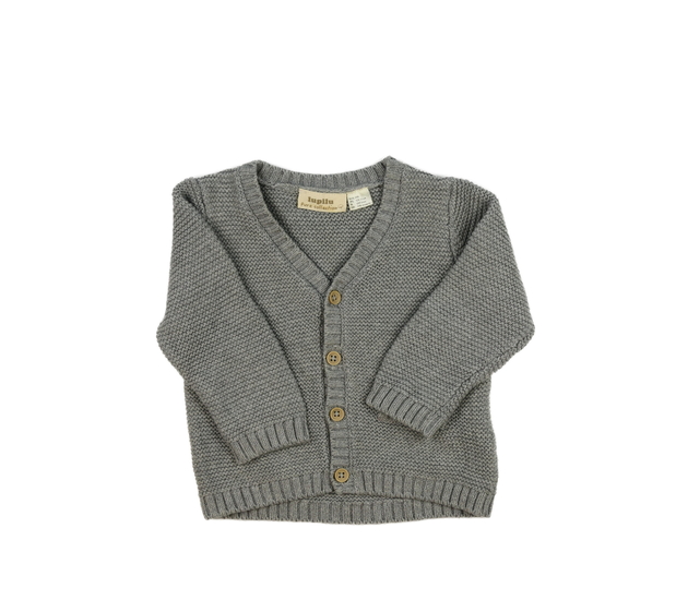 Šedý propínací svetr 