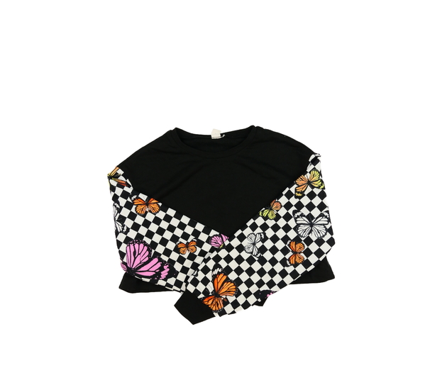 Černá crop mikina s motýly