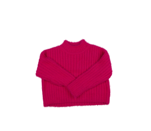 Sytě růžový žinylkový kratší svetr Next