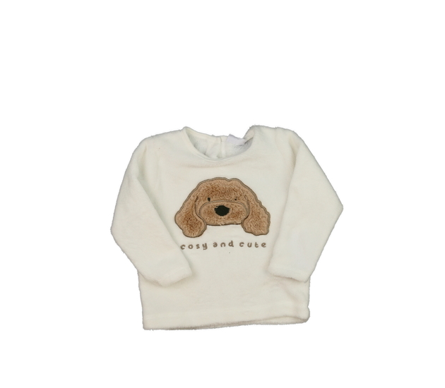 Bílá chlupatá mikina s pejskem F&F