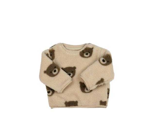 Hnědá beránková mikina s medvědy Nutmeg