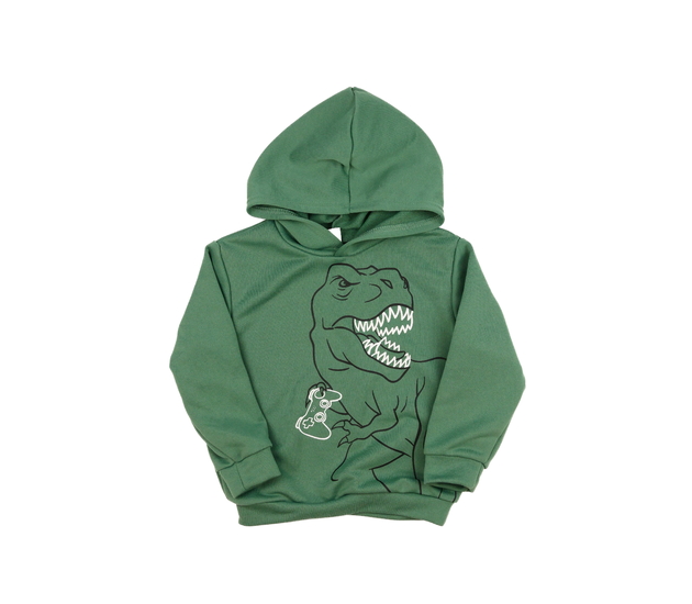 Zelená slabší vtipná mikina s dinosaurem 