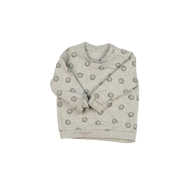 Šedá melírovaná mikina se smajlíky Tu