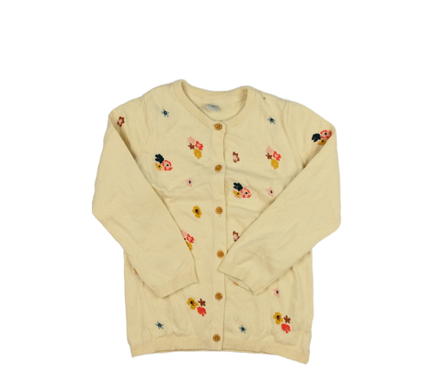 Žlutý propínací svetr s květinami Tu 