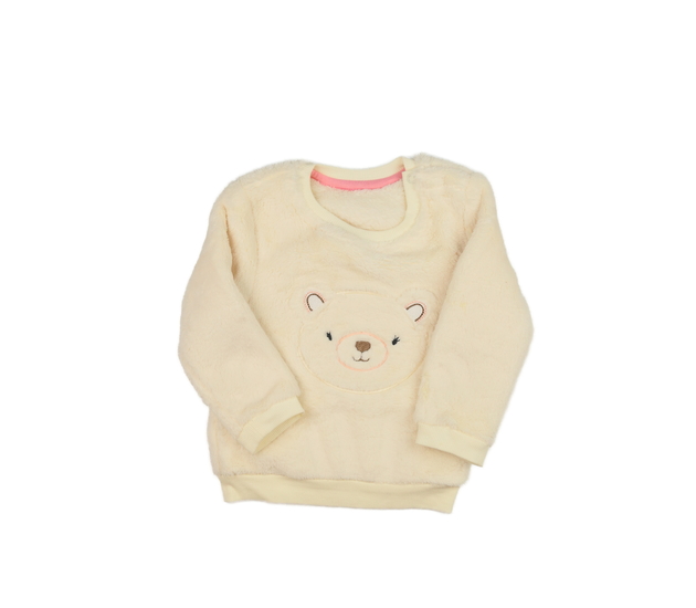 Krémová chlupatá mikina s medvídkem Nutmeg