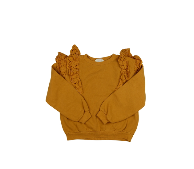 Hnědá mikina s madeirovými volánky H&M