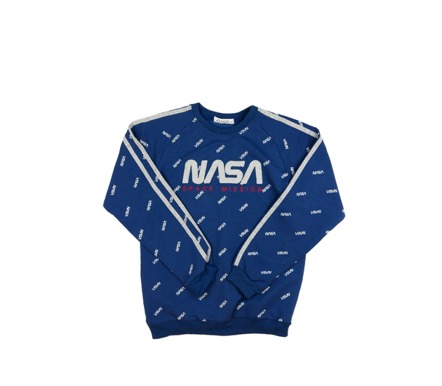 Modrá mikina s nápisy NASA 