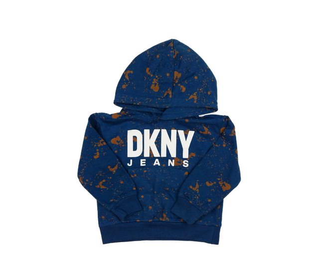 Tmavě modrá vzorovaná mikina s nápisem 