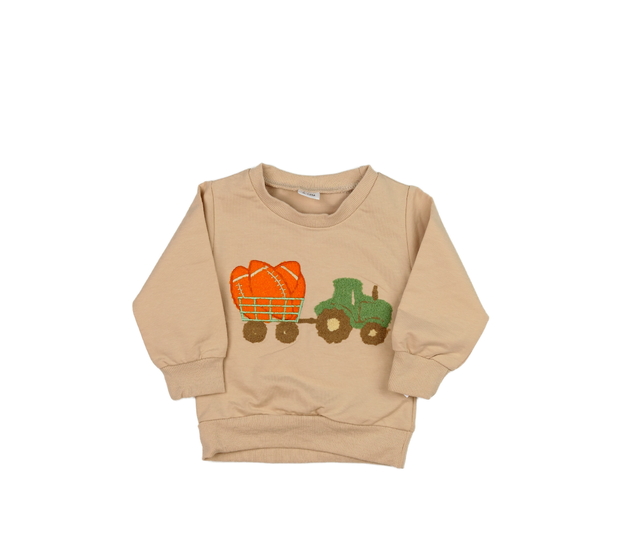 Světle hnědá mikina s traktorem 