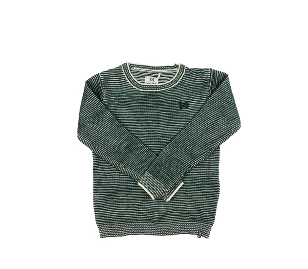 Zelený melírovaný přízový svetr 