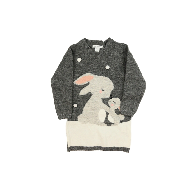 Šedý delší svetr se zajíčky Primark 