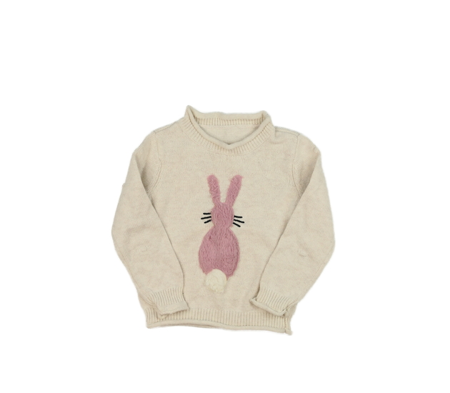 Světlý svetr s nopíky a zajíčkem Nutmeg