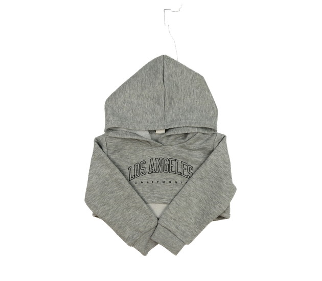 Šedá melírovaná crop mikina s nápisy 