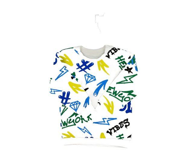 Bílá mikina s nápisy 