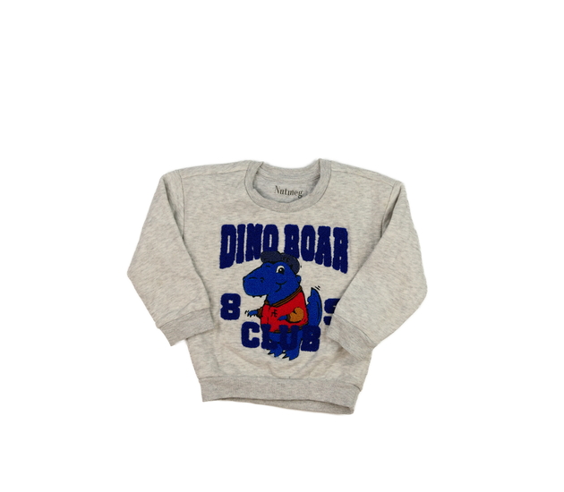 Šedá melírovaná mikina s dinosaurem Nutmeg