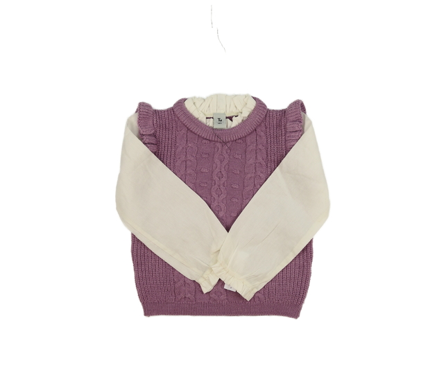 Fialový svetr s košilovým detailem Tu 