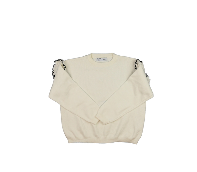 Krémový svetr s volánky 