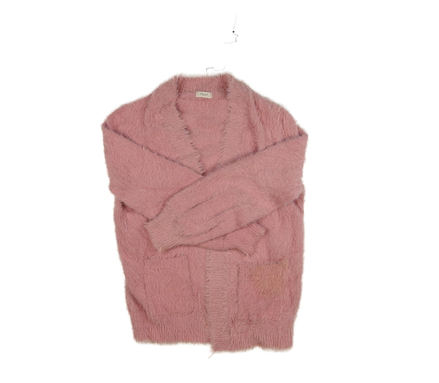 Růžový žinylkový kardigan s metalickým vláknem Nex