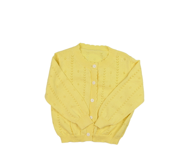 Žlutý madeirový propínací svetřík 