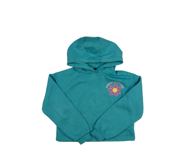 Modrá crop mikina s květinou 