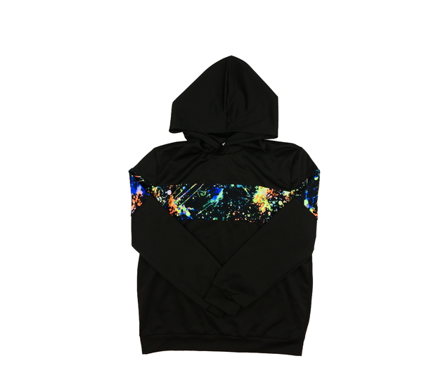 Černá slabá mikina s barevným pruhem 