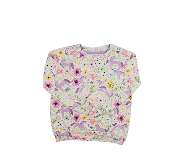 Bílá mikina s jednorožci Nutmeg