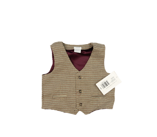 Nová hnědá společenská vzorovaná vesta