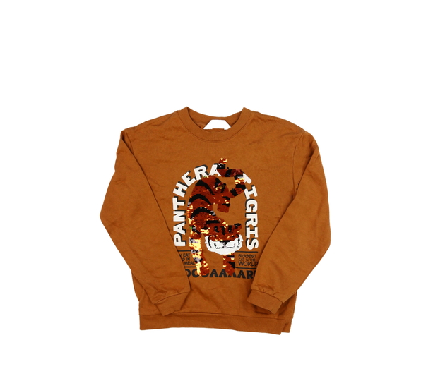 Hnědá mikina s nápisem a obrázkem H&M