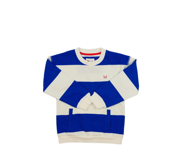 Pruhovaná bílo-modrá mikina 