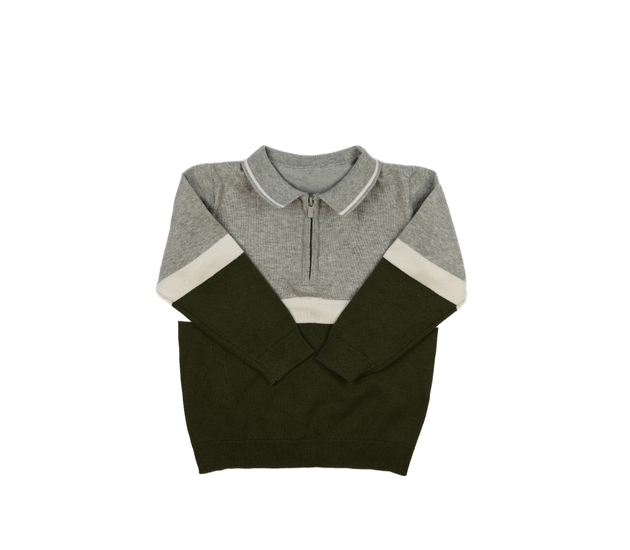 Trojbarevný slabší svetr s límečkem 