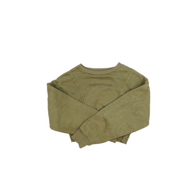 Olivově zelená crop mikina 