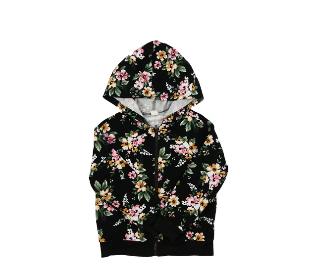 Černá slabá květinová mikina 