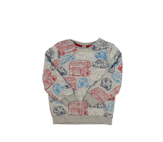 Šedá slabší mikina s auty Tu