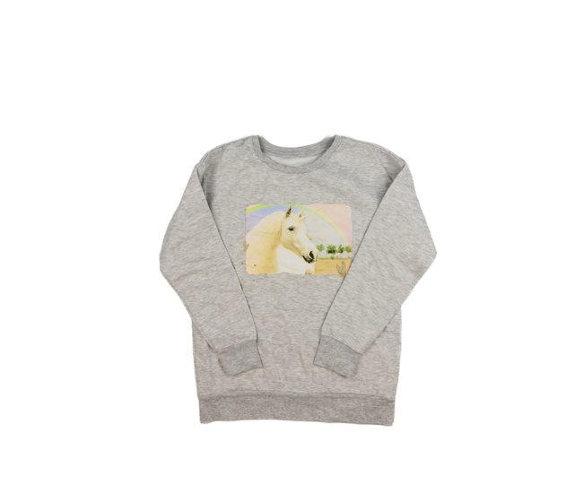 Šedá melírovaná mikina s jednorožcem 