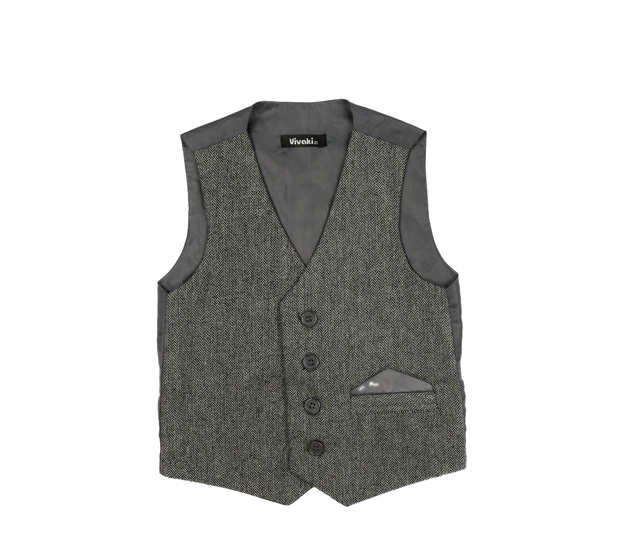 Šedá melírovaná společenská vesta