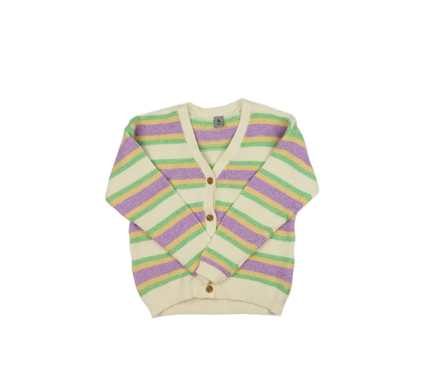 Barevně pruhovaný propínací svetr Tu 