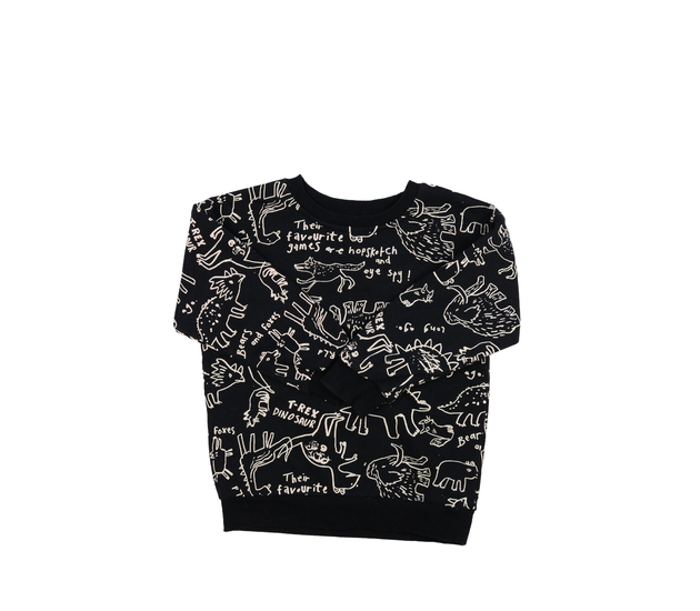 Černá mikina se zvířátky George