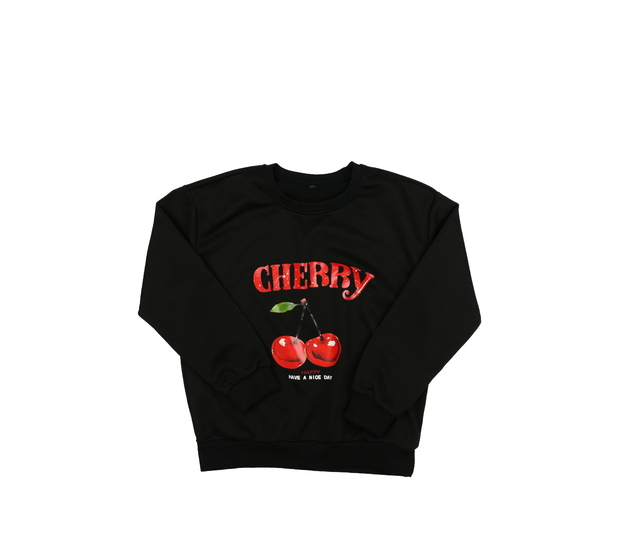 Černá mikina s třešněmi