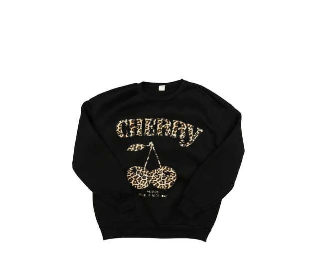 Černá mikina s hnědými třešněmi 