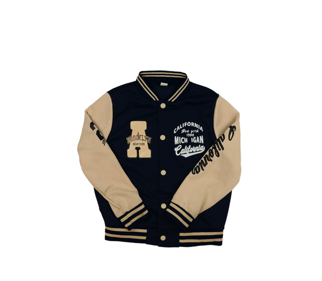 Tmavě modrá mikina s hnědými detaily 